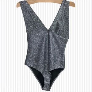Zara Silver Glitter Bodysuit